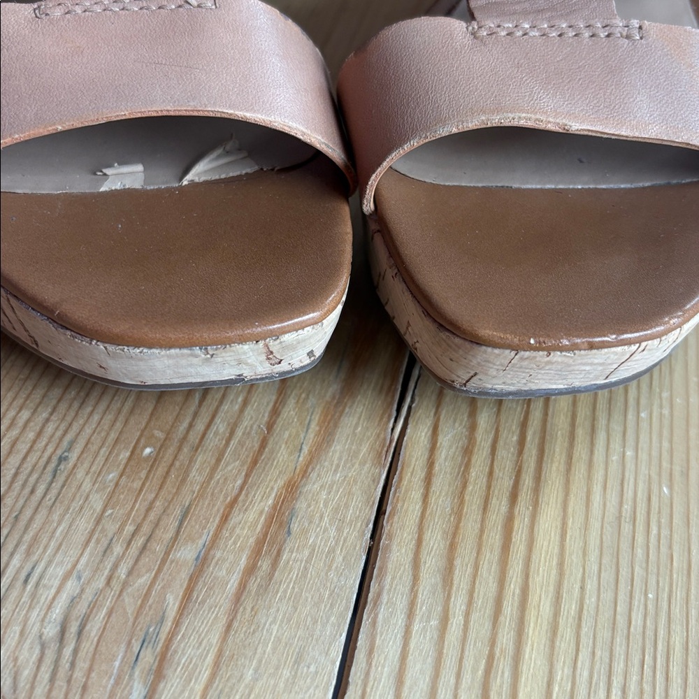 Franco Sarto Cera Cork Wedge Sandals in Nude Size 7 - Picture 12 of 12